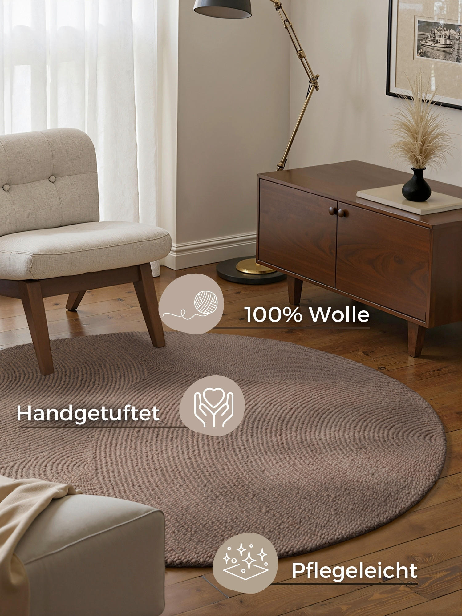 WOLLTEPPICH 200 cm Eleni Taupe  - Taupe, Basics, Textil (200cm)