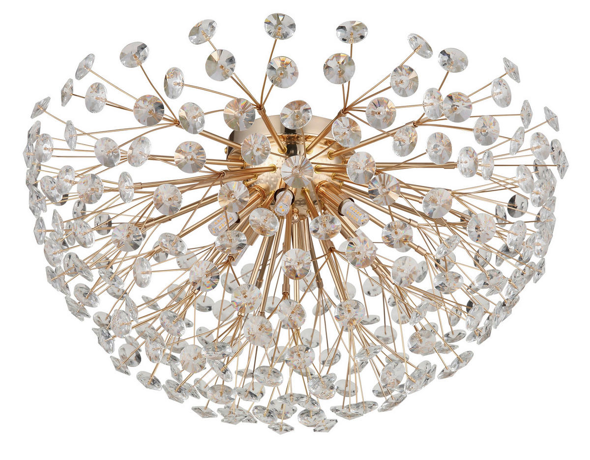 KRISTALL-DECKENLEUCHTE 60/32,5 cm   - Klar/Goldfarben, LIFESTYLE, Glas/Metall (60/32,5cm) - Globo