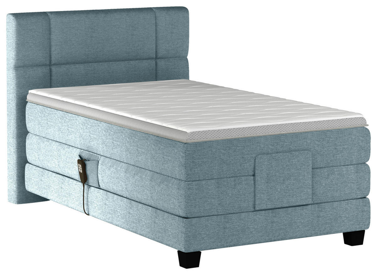 BOXSPRINGBETT 90/200 cm  in Graublau  - Graublau/Schwarz, KONVENTIONELL, Holz/Kunststoff (90/200cm) - Esposa