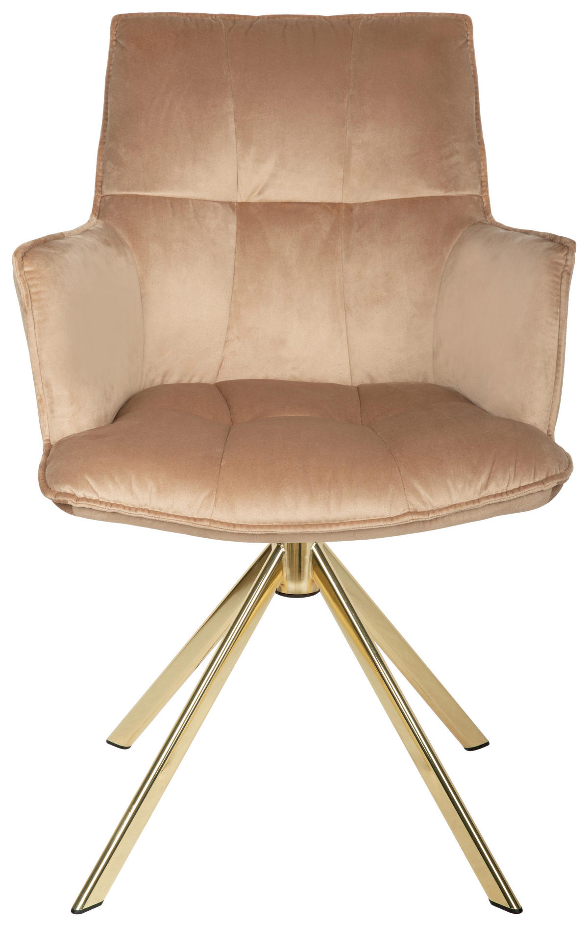 ARMLEHNSTUHL  in Edelstahl Samt  - Hellbraun/Goldfarben, Design, Textil/Metall (59/89,5/63cm) - Novel