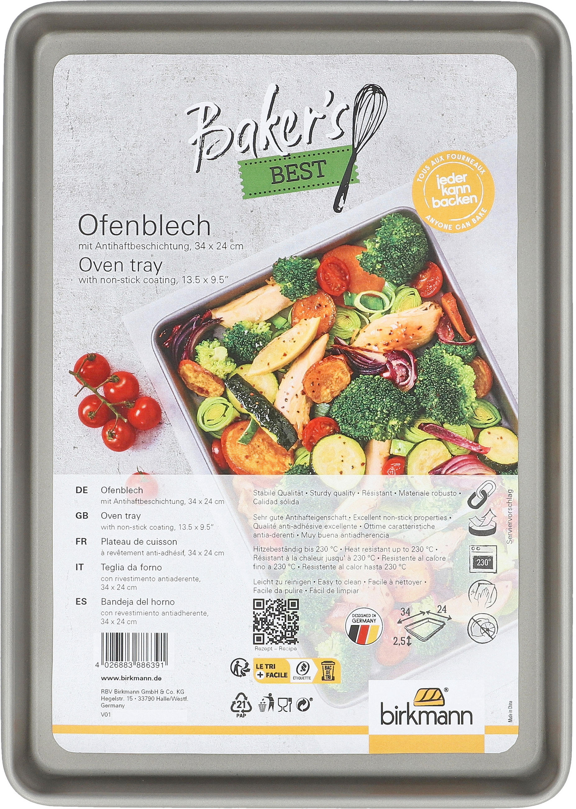 BACKBLECH Baker's Best 24,2/2,7/34,3 cm  - Grau, Basics, Metall (24,2/2,7/34,3cm) - Birkmann