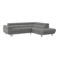 ECKSOFA Dunkelgrau Drell  - Dunkelgrau, MODERN, Textil/Metall (270/230cm) - MID.YOU