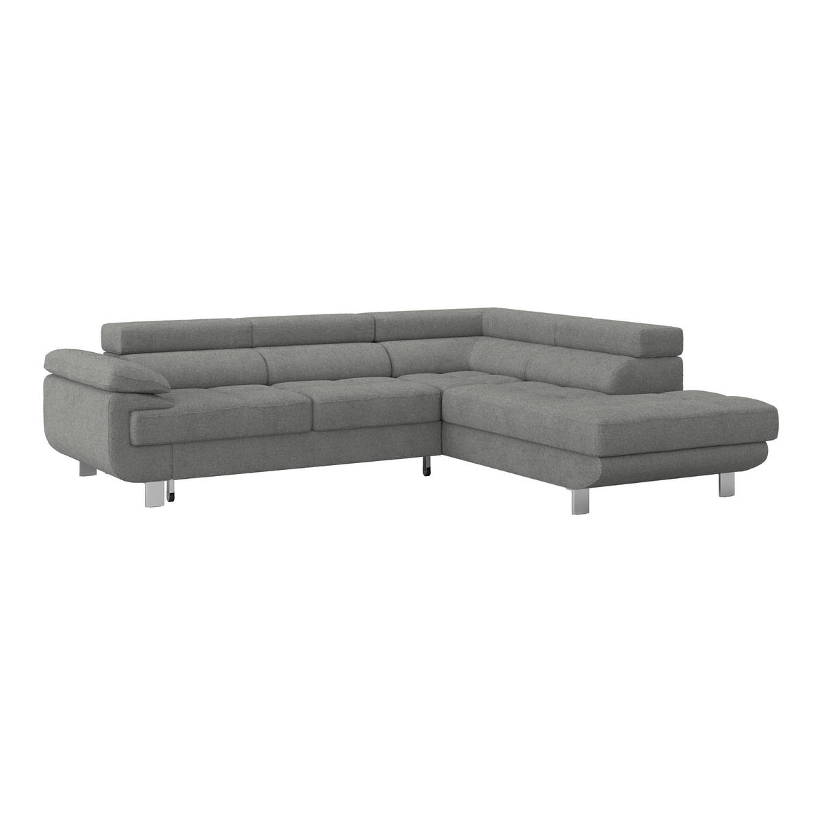 ECKSOFA Dunkelgrau Drell  - Dunkelgrau, MODERN, Textil/Metall (270/230cm) - MID.YOU