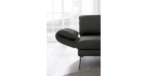 RÉCAMIERE in Echtleder Dunkelgrau - Chromfarben/Dunkelgrau, Design, Leder/Metall (209/85-109/95-16cm) - Dieter Knoll