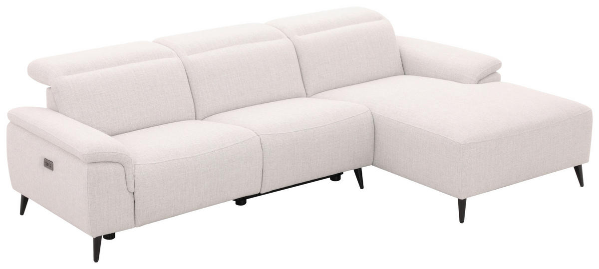 ECKSOFA inkl. Funktionen Hellgrau Leinenoptik  - Schwarzchrom/Hellgrau, Design, Holz/Kunststoff (270/75/171cm) - Xora