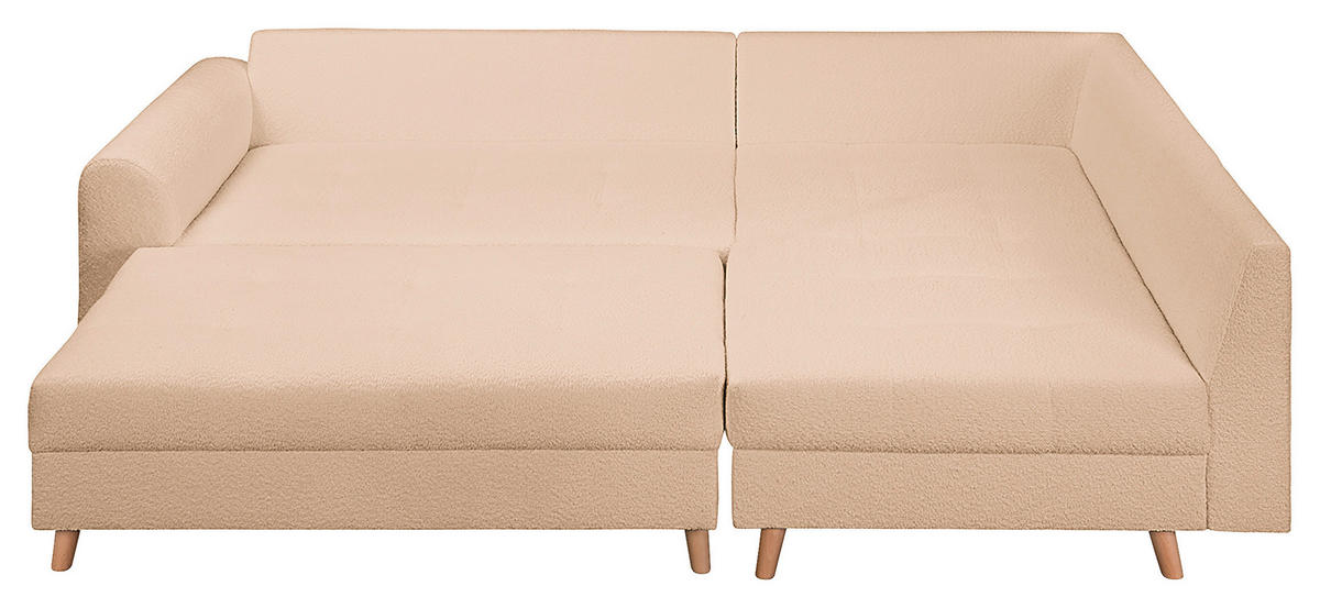 ECKSOFA inkl. Hocker Ariella Beige Bouclé  - Beige/Naturfarben, Design, Holz/Textil (231/161cm) - Livetastic