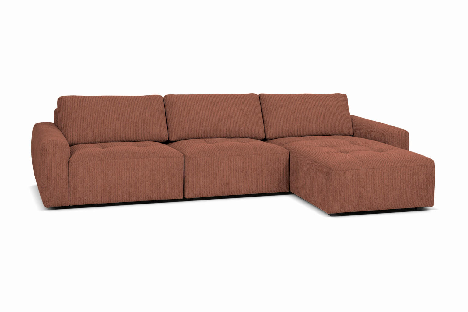 ECKSOFA MAZA Rostfarben Cord  - Rostfarben/Schwarz, Design, Textil (179/316cm) - Livetastic
