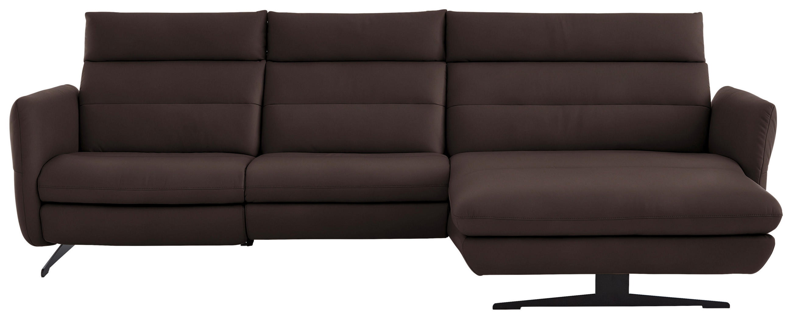 ECKSOFA in Echtleder Dunkelbraun  - Dunkelbraun/Schwarz, Design, Leder/Metall (300/157cm) - Dieter Knoll