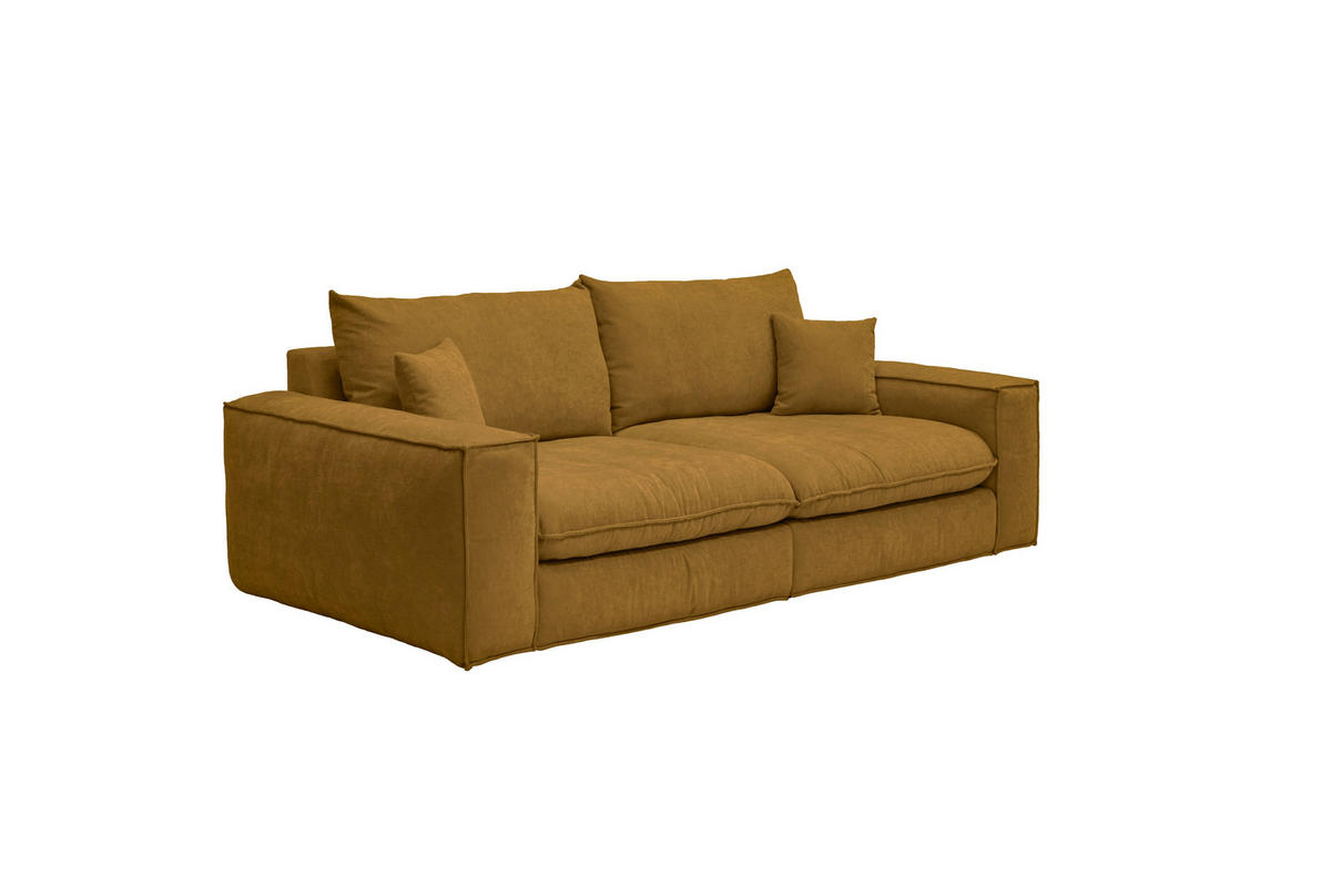 BIGSOFA Chenille Senfgelb  - Senfgelb/Schwarz, MODERN, Kunststoff/Textil (255/76/117cm) - Milino