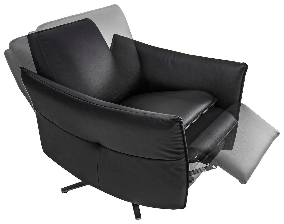 SESSEL in Echtleder Schwarz  - Edelstahlfarben/Schwarz, Design, Leder/Metall (80/88/94cm) - Himolla Komfortklass