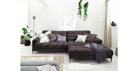 ECKSOFA in Flachgewebe Braun 296/207 cm - Schwarz/Braun, Design, Textil/Metall (296/207cm) - Dieter Knoll