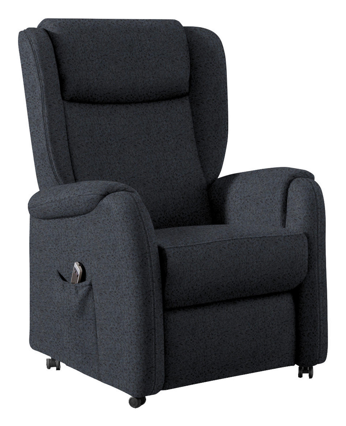 OHRENSESSEL in Mikrofaser Dunkelblau  - Schwarz/Dunkelblau, Konventionell, Textil (85/117/84cm) - Cantus
