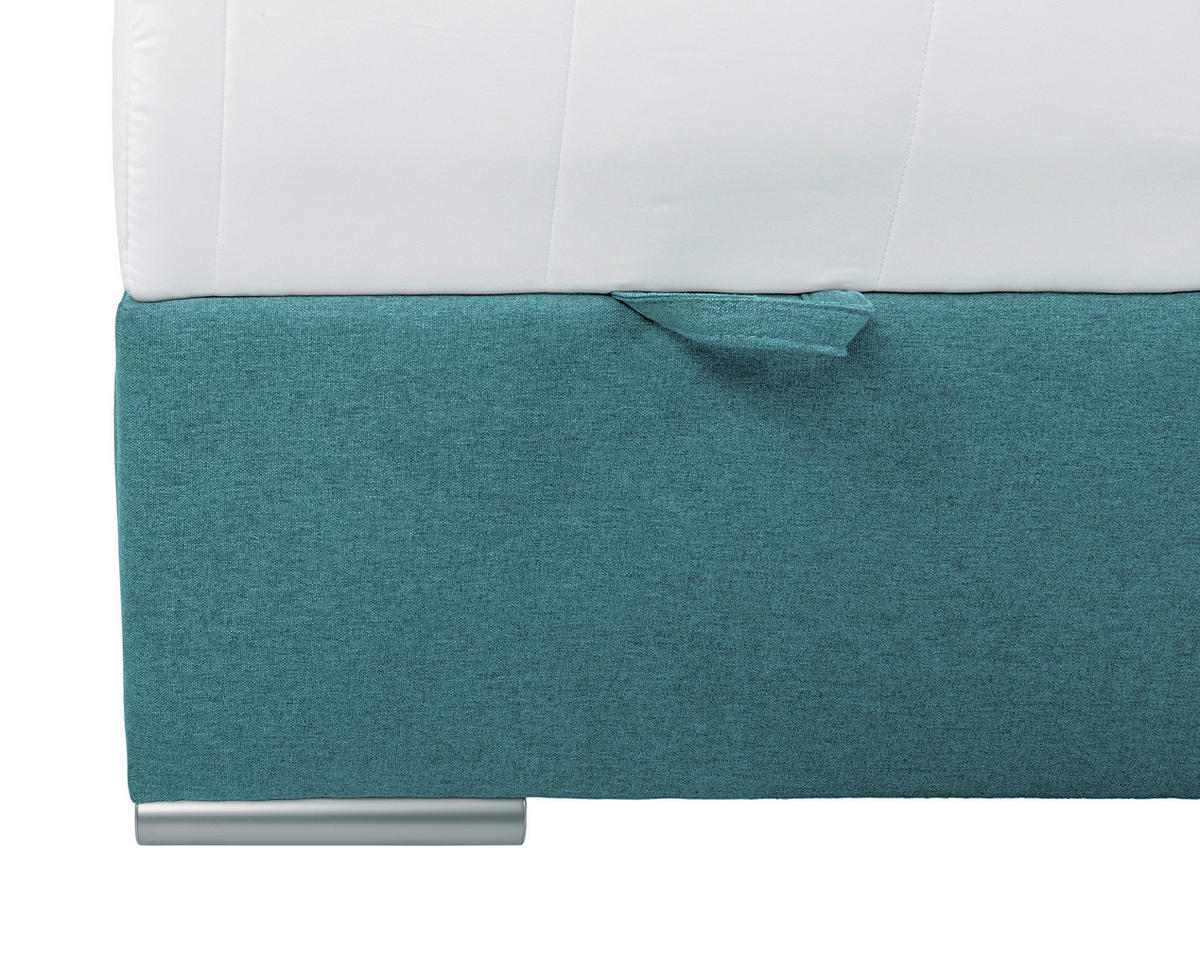 BOXBETT 90/200 cm,  in Petrol, Matratze, Bettkasten, Topper, H3 = fest  - Chromfarben/Petrol, KONVENTIONELL, Kunststoff/Textil (90/200cm) - Boxxx