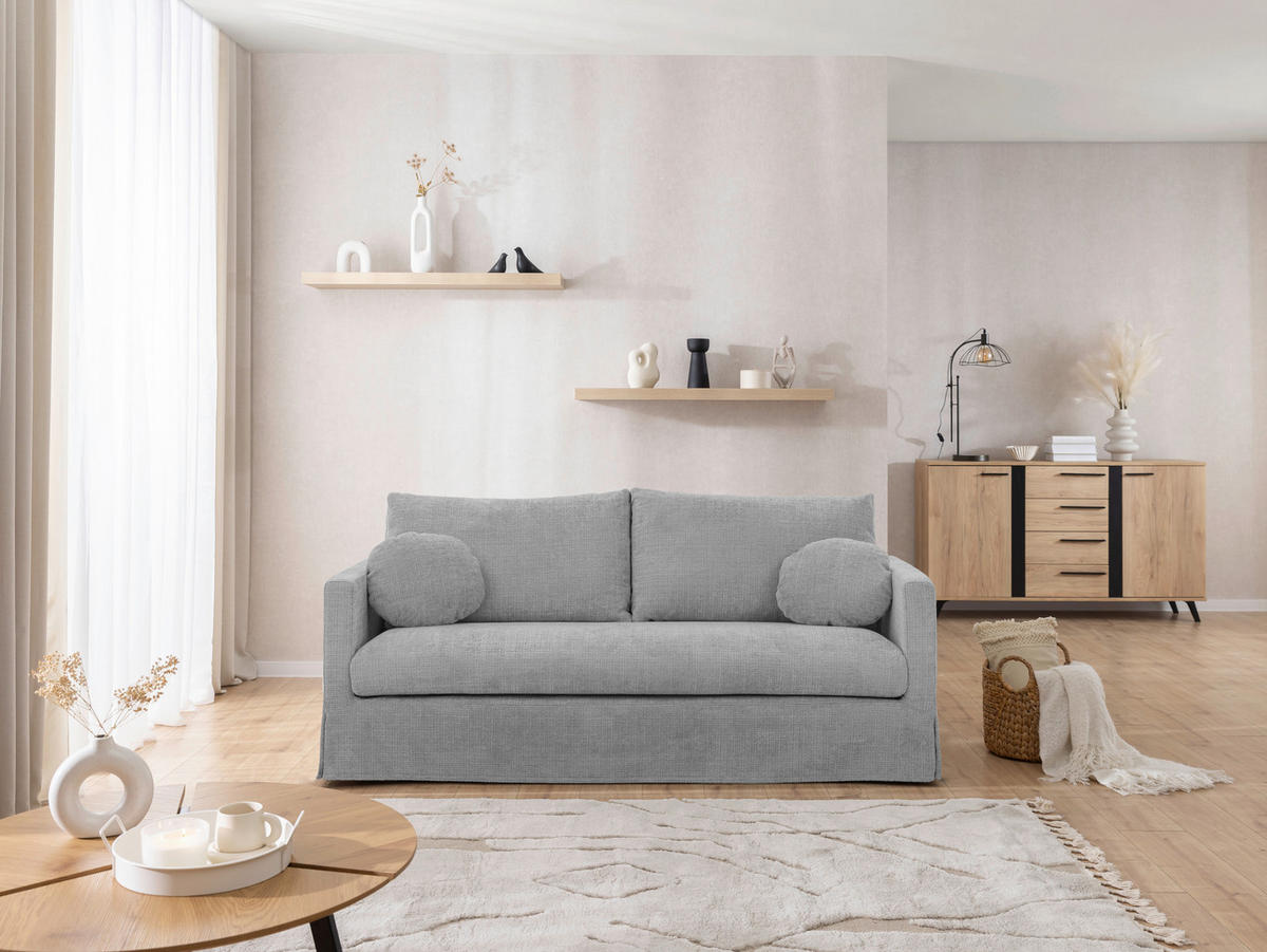 3-SITZER-BEZUG - Hellgrau, Design, Textil (195/89/95cm) - P & B