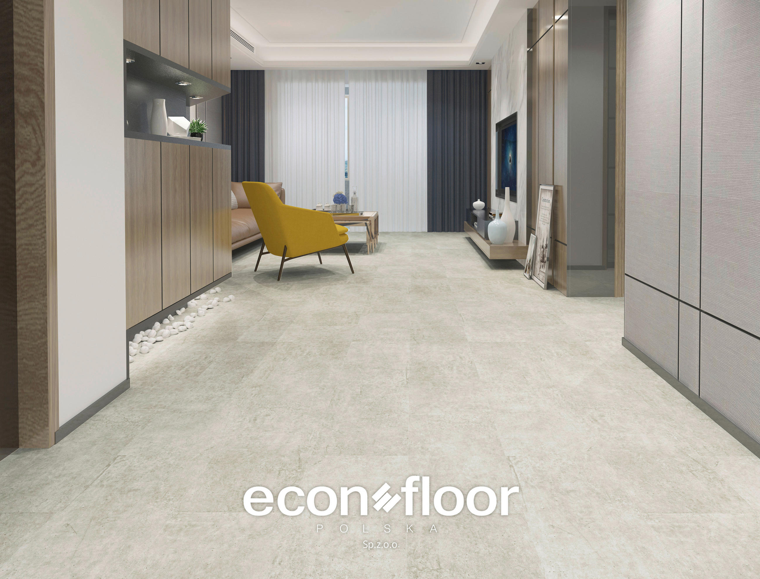 SOL EN VINYLE Econfloor LA VILLI 65 CONCRETE  per  m² - Grauweiss, Basics, Kunststoff/Stein (60/30/0,67cm)