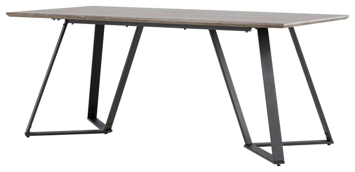 ESSTISCH furniert rechteckig Grau, Schwarz  - Schwarz/Grau, Design, Holzwerkstoff/Metall (180/90/75cm) - Livetastic