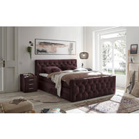 BOXSPRINGBETT 180/200 cm  in Aubergine  - Aubergine/Schwarz, MODERN, Holzwerkstoff/Kunststoff (180/200cm) - MID.YOU