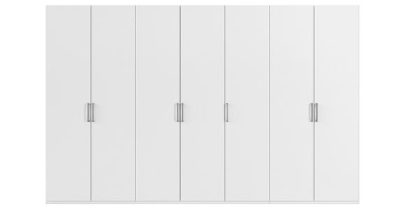 DREHTÜRENSCHRANK 350/223/61 cm,  in Weiß, 7-türig  - Edelstahlfarben/Weiß, Basics, Holzwerkstoff/Metall (350/223/61cm) - Novel