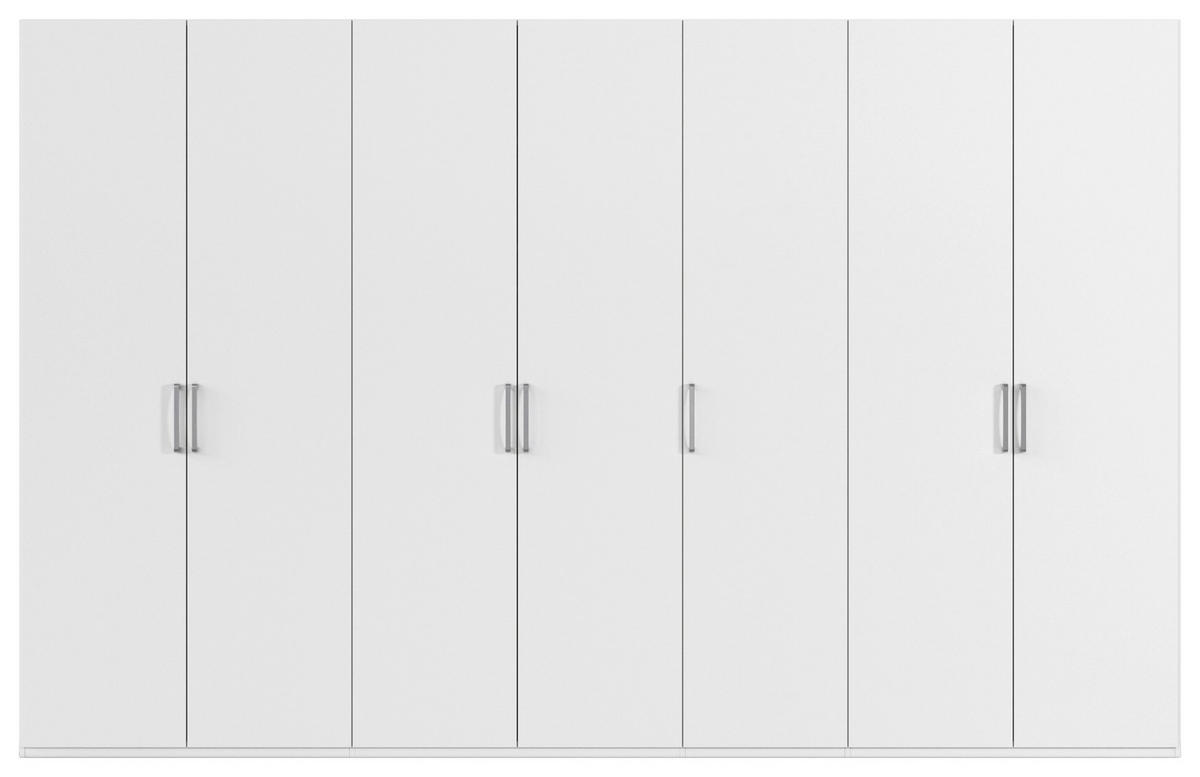 DREHTÜRENSCHRANK 350/235/61 cm,  in Weiß, 7-türig  - Edelstahlfarben/Weiß, Basics, Holzwerkstoff/Metall (350/235/61cm) - Novel