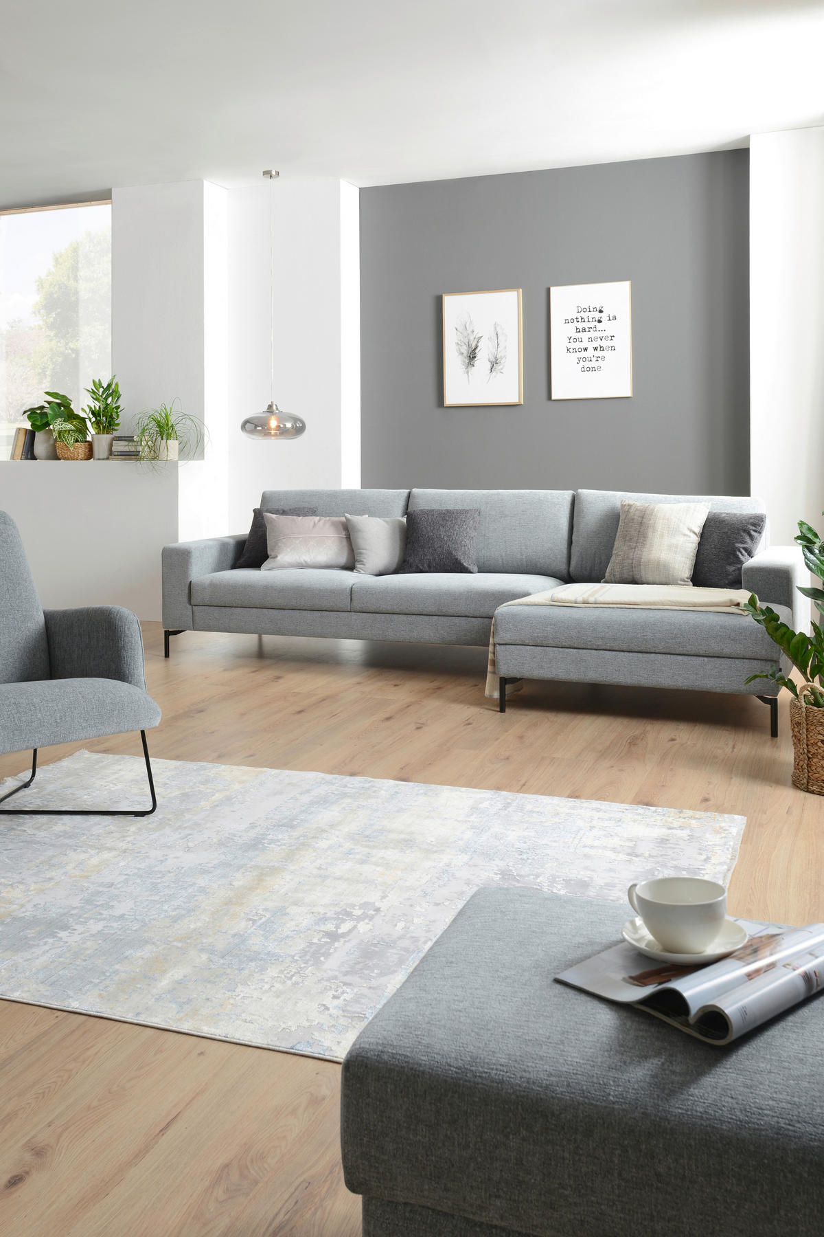 ECKSOFA in Chenille Hellblau  - Schwarz/Hellblau, Design, Textil/Metall (310/155cm) - Johann Jakob