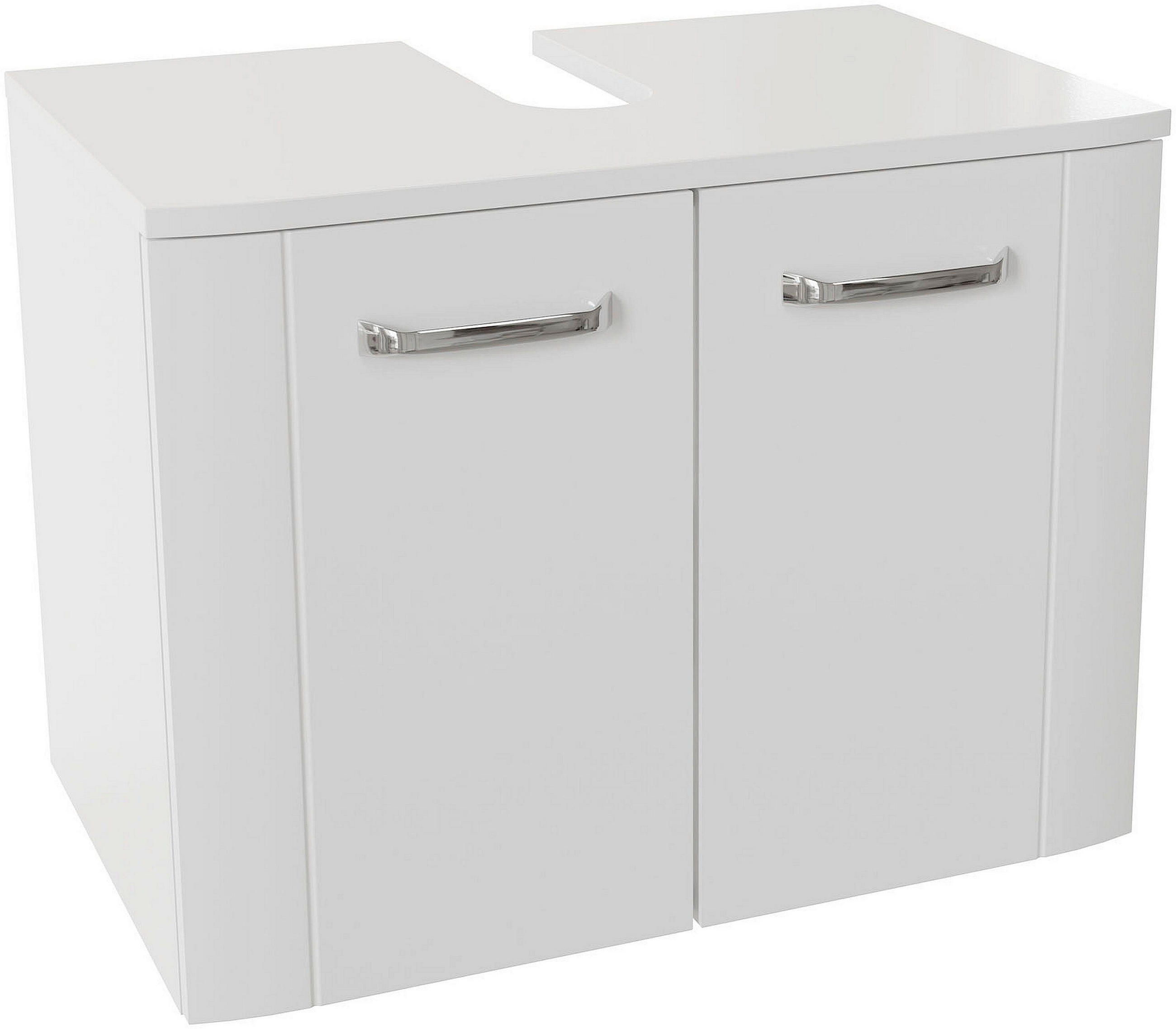 WASCHBECKENUNTERSCHRANK 60/46,6/38 cm  - Chromfarben/Weiß Hochglanz, MODERN, Holzwerkstoff/Metall (60/46,6/38cm) - Sadena