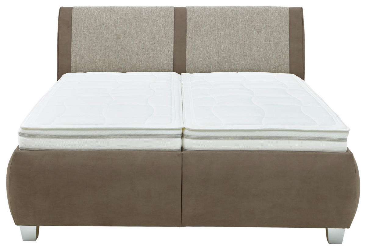 POLSTERBETT 180/200 cm,  in Braun, Dunkelbraun, Graubraun, Matratze, gepolstertes Kopfteil, Lattenrost, Bettkasten, H4 + H4 = sehr fest  - Dunkelbraun/Graubraun, Design, Holz/Holzwerkstoff (180/200cm) - Beldomo - Sleep