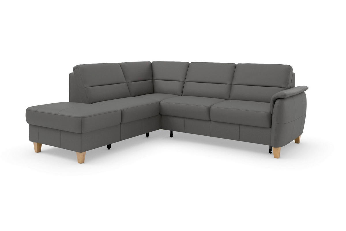 ROHOVÁ SEDAČKA, textil, kůže, mokka - barvy dubu/mokka, Basics, dřevo/textil (212/236cm) - Sit & More