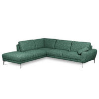 ECKSOFA SPRING Grün Webstoff Zierkissen  - Schwarz/Grün, Design, Textil/Metall (250/273cm) - Livetastic