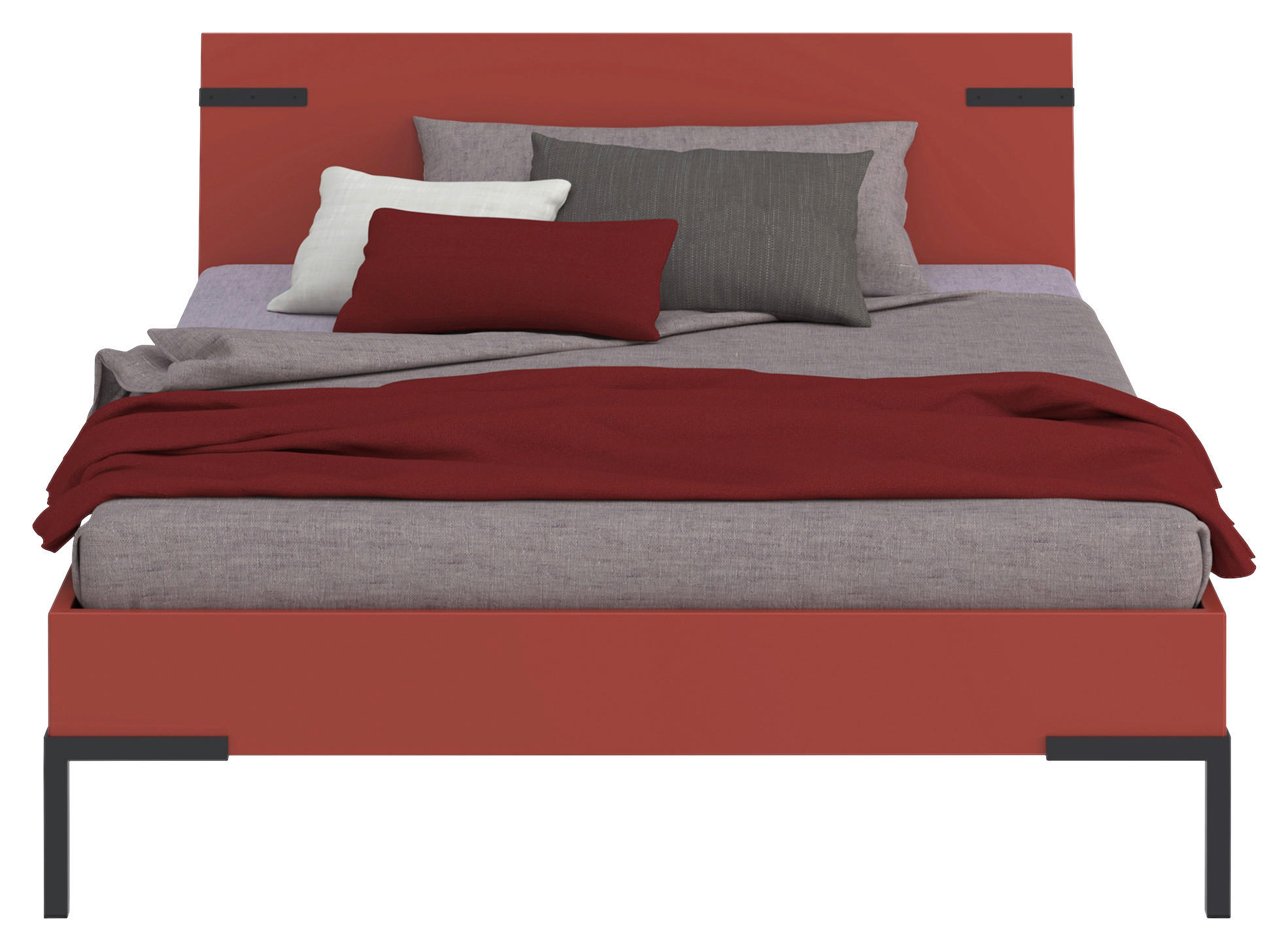 BETT 140/200 cm  in Koralle  - Koralle/Schwarz, Design, Metall (140/200cm) - Xora