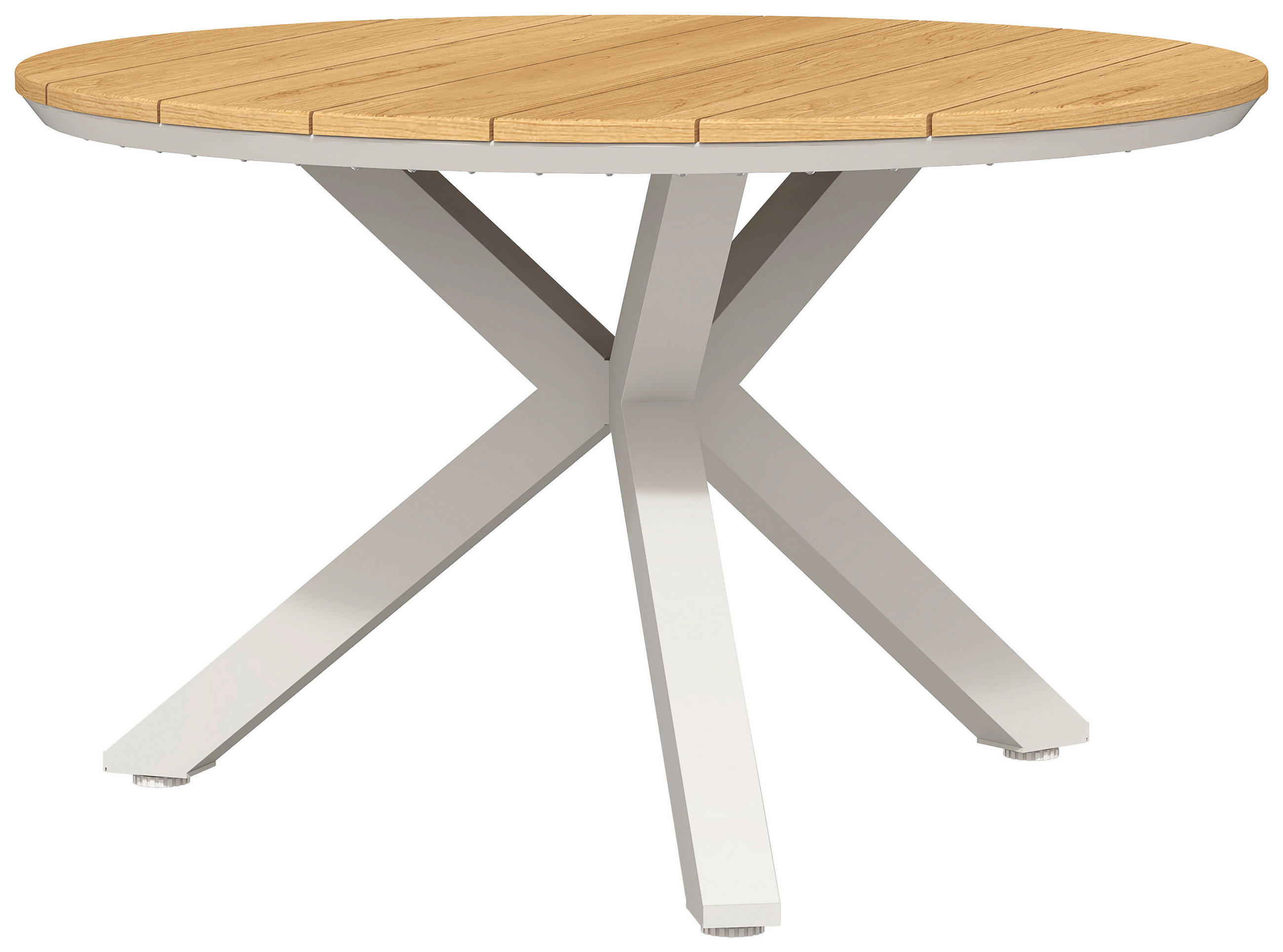 GARTENTISCH 120/120/74,5 cm Holz, Metall Weiss, Teakfarben rund  - Weiss/Teakfarben, Basics, Holz/Metall (120/120/74,5cm) - Tierra Outdoor