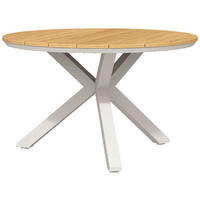 GARTENTISCH 120/120/74,5 cm Holz, Metall Weiss, Teakfarben rund  - Weiss/Teakfarben, Basics, Holz/Metall (120/120/74,5cm) - Tierra Outdoor
