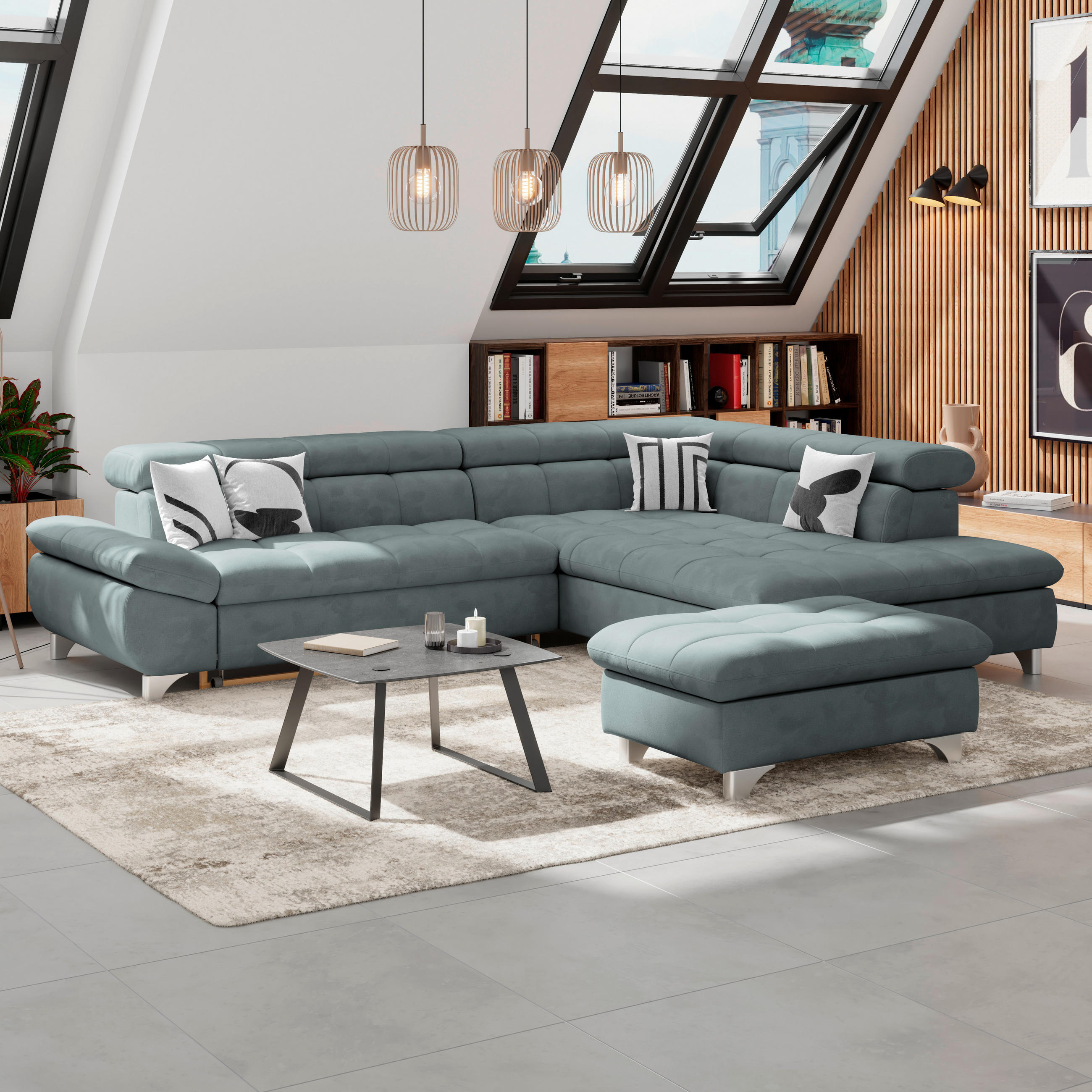 HOCKER Chenille Mintgrün  - Chromfarben/Mintgrün, KONVENTIONELL, Textil/Metall (108/46/108cm) - Livetastic