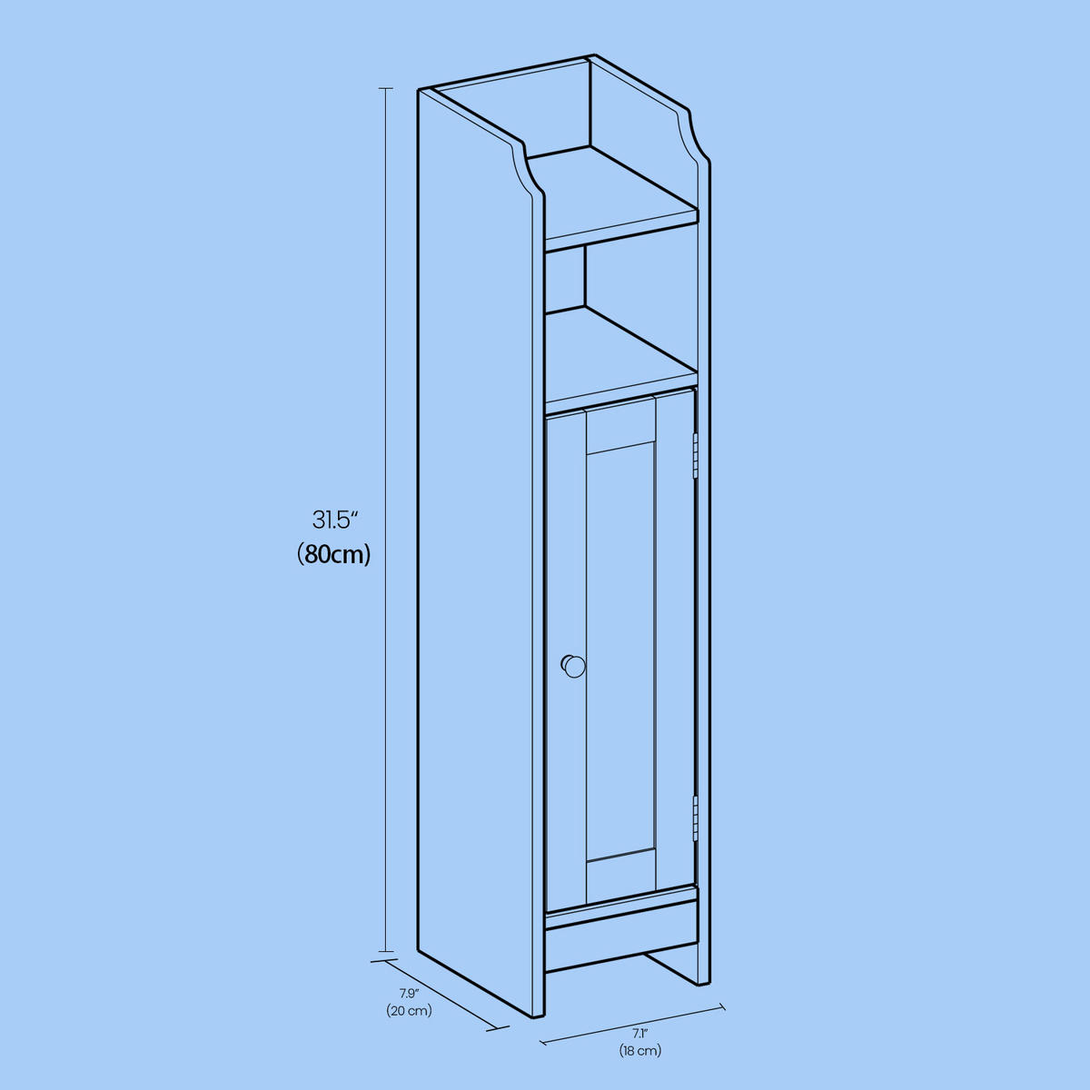 MIDISCHRANK 18/80/20 cm  - Silberfarben/Schwarz, Trend, Holzwerkstoff/Metall (18/80/20cm) - MID.YOU