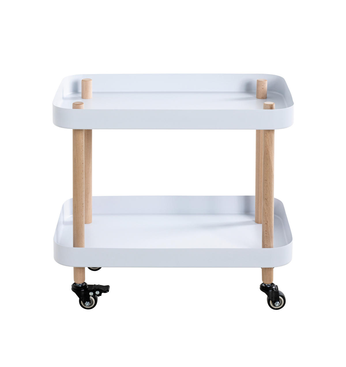 SERVIERWAGEN Buche massiv Naturfarben, Weiß, Buchefarben  - Buchefarben/Naturfarben, MODERN, Holz/Metall (50/30/47cm)