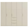 DREHTÜRENSCHRANK 251/235/61 cm,  in Champagner, 5-türig  - Champagner, Basics, Holzwerkstoff/Metall (251/235/61cm) - Novel