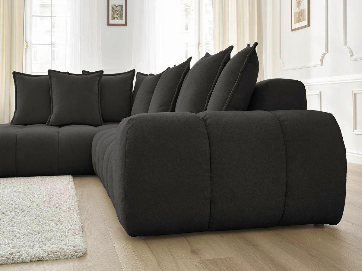 ECKSOFA Ottomane links  EVEREST Struktur  - Schwarz, MODERN, Kunststoff/Textil (210/352cm)