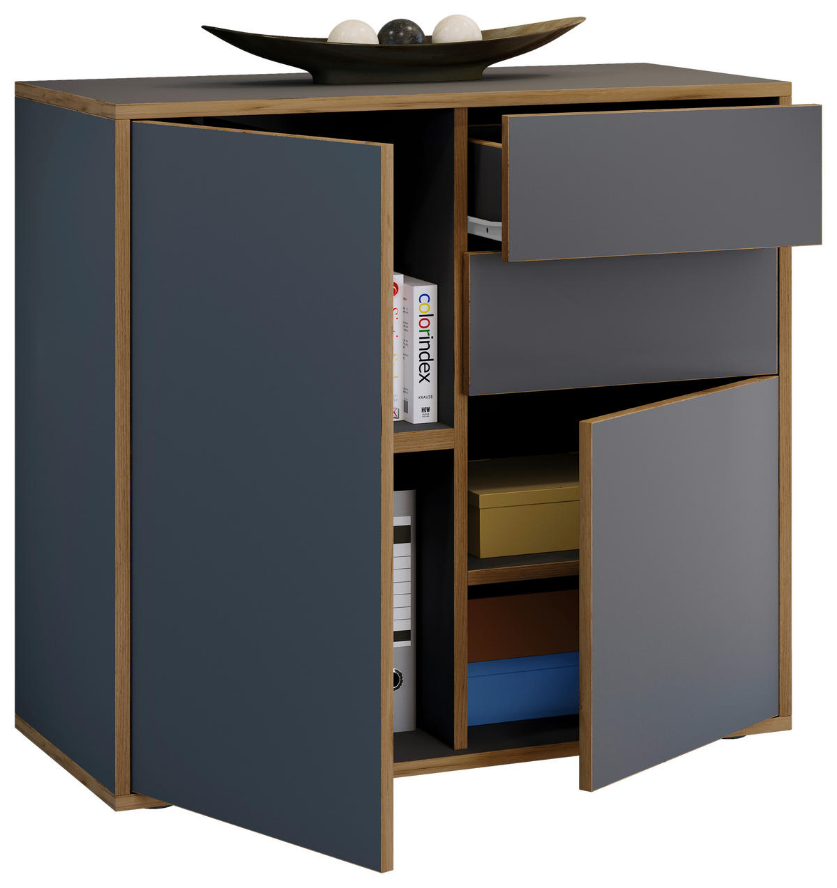 KOMMODE Salia  in 79/74/33 cm  - Honigeiche/Anthrazit, Design, Holzwerkstoff/Kunststoff (79/74/33cm) - MID.YOU
