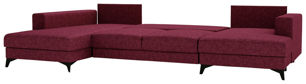 WOHNLANDSCHAFT in Flachgewebe Rot  - Rot/Schwarz, Design, Textil/Metall (190/339/156cm) - Livetastic