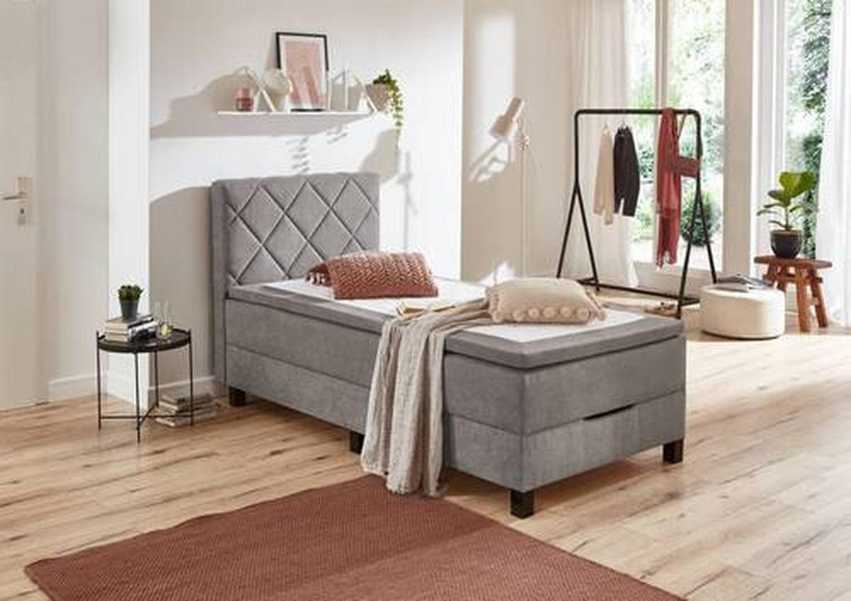 BOXSPRINGBETT 100/200 cm  in Grau  - Schwarz/Grau, KONVENTIONELL, Kunststoff/Textil (100/200cm) - Boxxx
