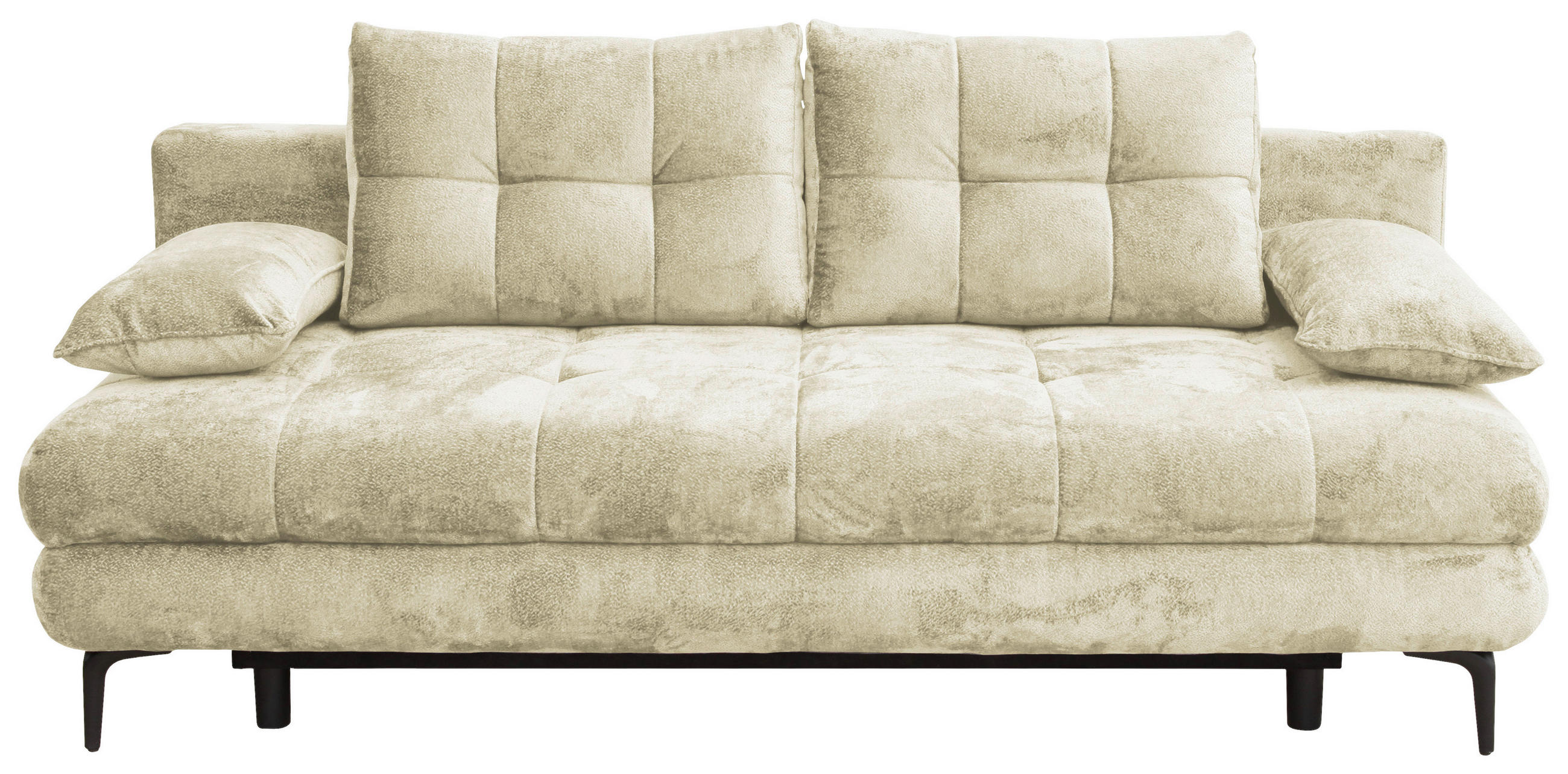 SCHLAFSOFA Chenille Creme  - Creme/Schwarz, KONVENTIONELL, Textil/Metall (203/94/96cm) - Carryhome