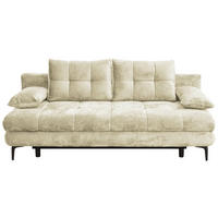 SCHLAFSOFA Chenille Creme  - Creme/Schwarz, KONVENTIONELL, Textil/Metall (203/94/96cm) - Carryhome