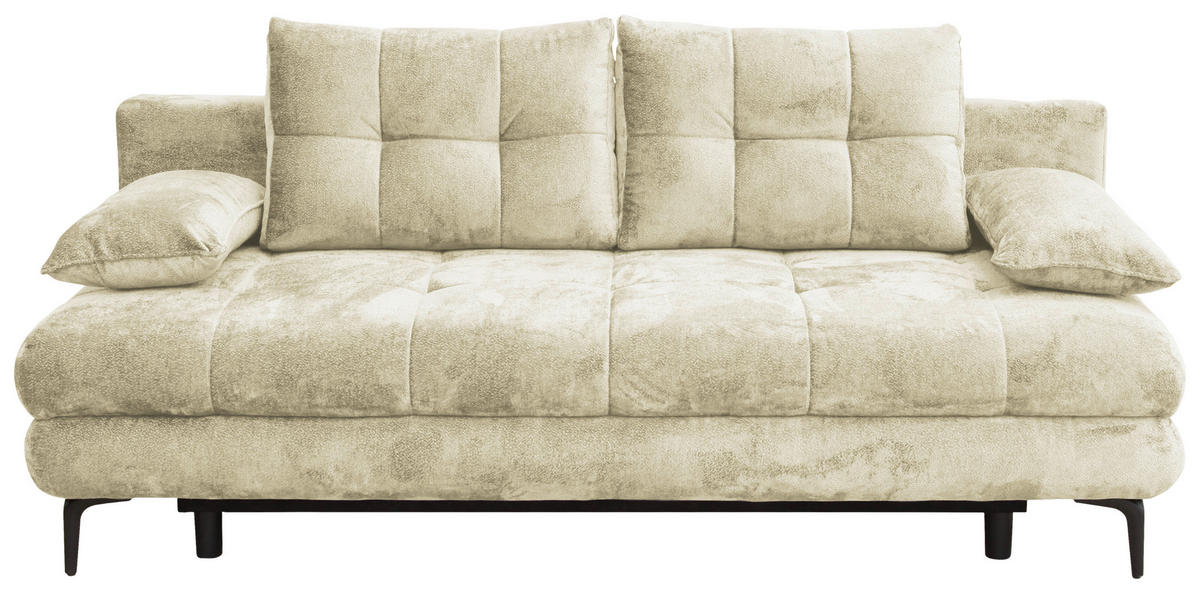 SCHLAFSOFA Chenille Creme  - Creme/Schwarz, KONVENTIONELL, Textil/Metall (203/94/96cm) - Carryhome