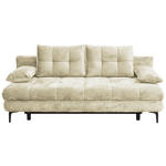 SCHLAFSOFA  mit Liegefunktion, Schlafen auf Sitzhöhe, Rücken echt Chenille Creme  - Creme/Schwarz, KONVENTIONELL, Textil/Metall (203/94/96cm) - Carryhome