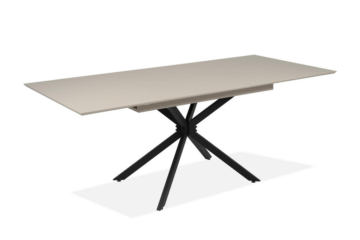 AUSZIEHTISCH 160-200/90/75 cm Nachbildung  Metall, Holzwerkstoff ausziehbar rechteckig Schwarz, Sandfarben  - Sandfarben/Schwarz, Design, Holzwerkstoff/Metall (160-200/90/75cm) - Livetastic