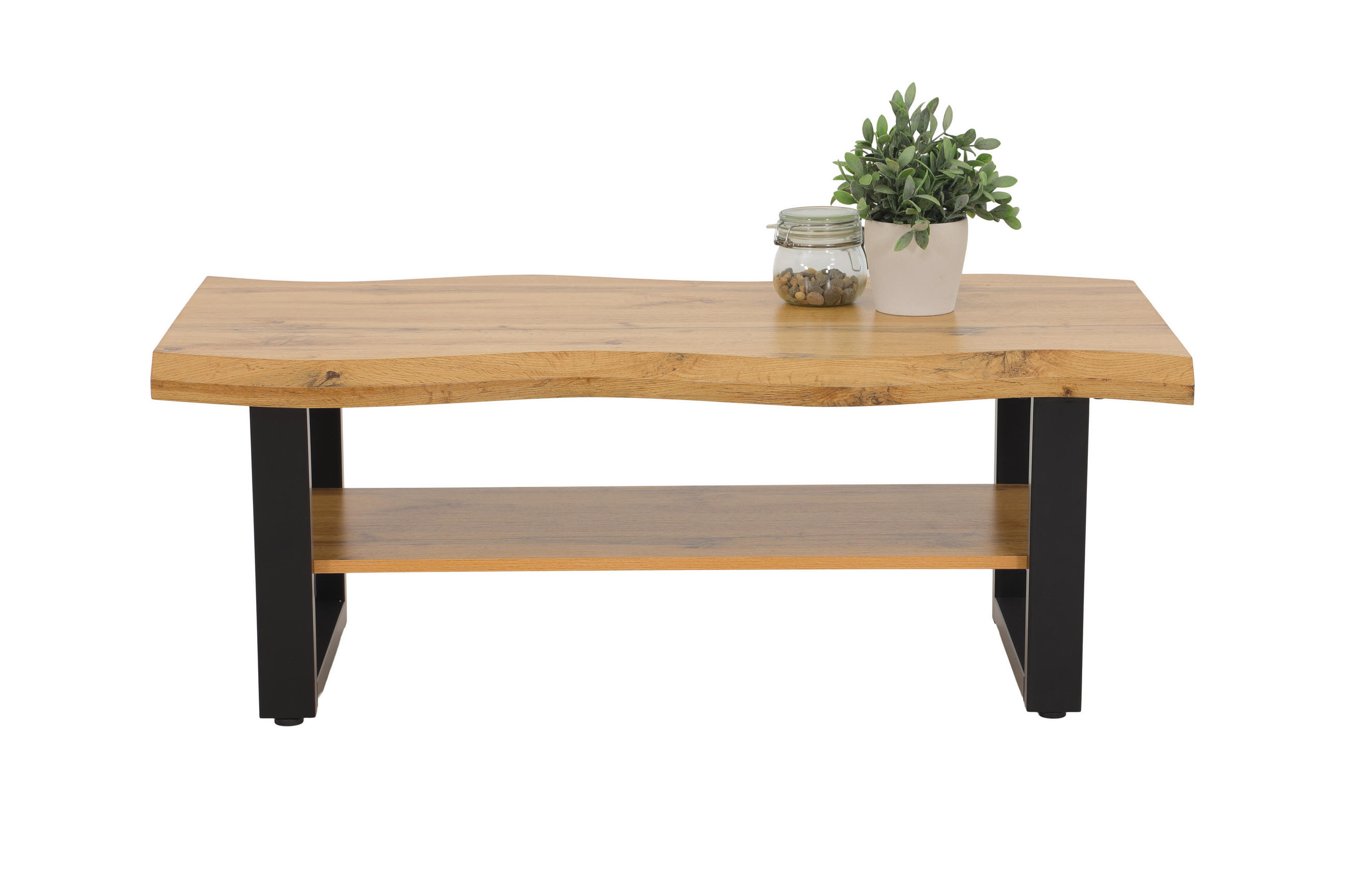 COUCHTISCH 110/60/42 cm rechteckig Schwarz, Wildeiche  - Wildeiche/Schwarz, Basics, Holzwerkstoff/Metall (110/60/42cm) - Boxxx