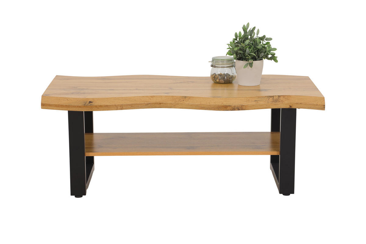 COUCHTISCH 110/60/42 cm rechteckig Schwarz, Wildeiche  - Wildeiche/Schwarz, Basics, Holzwerkstoff/Metall (110/60/42cm) - Boxxx