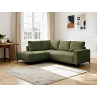 ECKSOFA RAFAEL Grün Struktur Rückenkissen, Bettkasten  - Schwarz/Grün, Design, Textil/Metall (218/269cm) - P & B