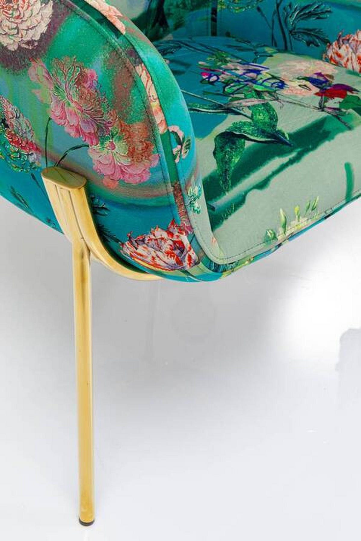 SESSEL in Flachgewebe Blau, Grün, Lila, Multicolor, Rotbraun  - Blau/Rotbraun, Design, Textil/Metall (76/73/68cm) - Ambia Home