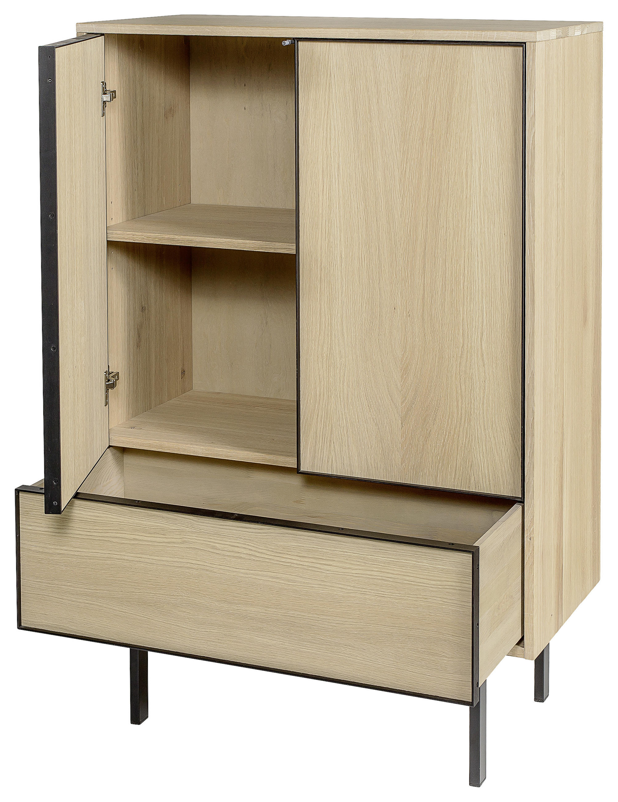 HIGHBOARD  in 90/135/45 cm  - Eichefarben/Schwarz, Design, Holz/Metall (90/135/45cm) - MID.YOU