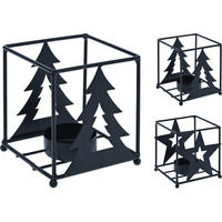 SVÍCEN NA ČAJOVOU SVÍČKU kov - černá, Lifestyle, kov (8/8/8.5cm)